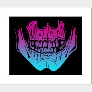 Skeleton Teeth and Jaw Vaporwave Posters and Art